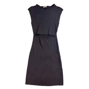 Wilfred Aritzia Dress Size M Gray Cut-Out Midriff Mini Knit Bodycon Sleeveless